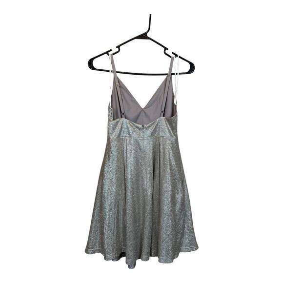 NWT Lulus Lookout Weekend Sparkly Silver Skater Dress S Metallic Fit & Flare - Picture 6 of 10
